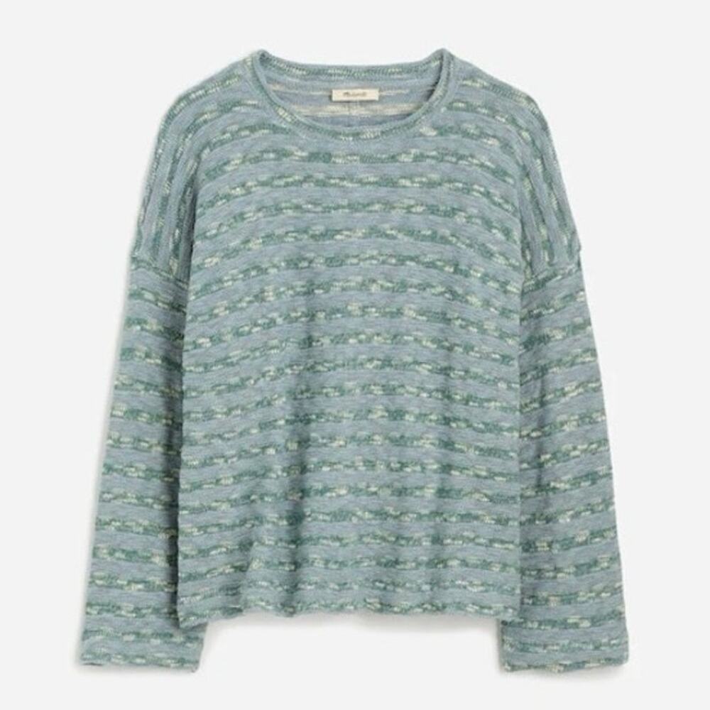Madewell Crewneck Long Sleeve Knit Tee Stripe Blue Horizon Size Small NWT